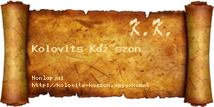 Kolovits Kászon névjegykártya